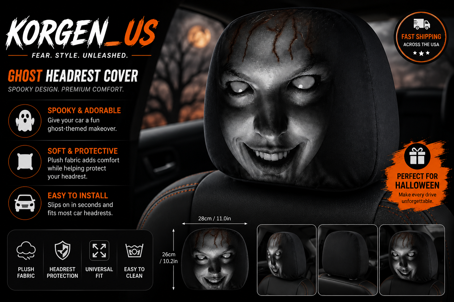 KORGEN - Ghost Headrest Cover